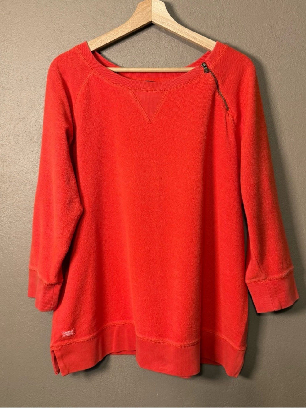 Lauren Ralph Lauren Women’s Coral Terrycloth Zip Detail Sweatshirt Plus Size 1X